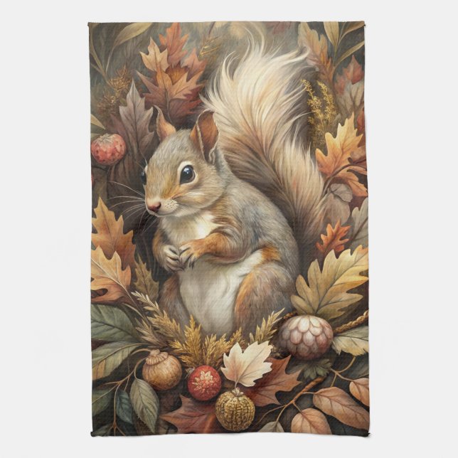 Cute Squirrel Kitchen Towel (Vertical)