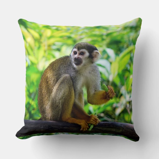 Cute squirrel monkey throw pillow (Front)