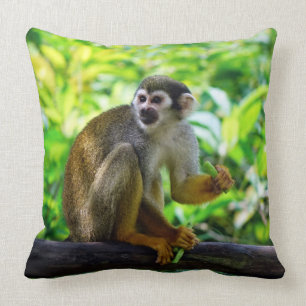 Cute squirrel monkey throw pillow