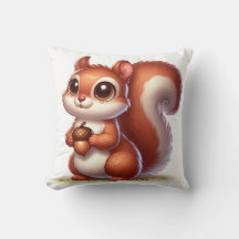 Cute squirrel Nursery Throw Pillow for baby girls