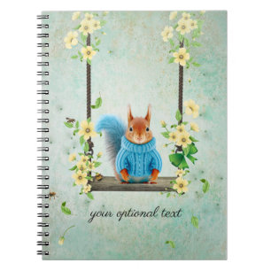 Cute Squirrel on Swing Spiral Photo Notebook