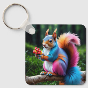 Cute Squirrel On The Branch-19274 Keychain