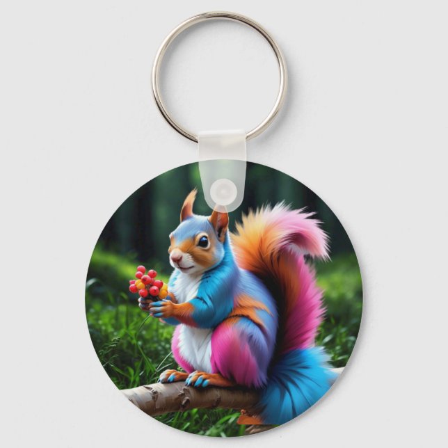 Cute Squirrel On The Branch-19274 Keychain (Front)
