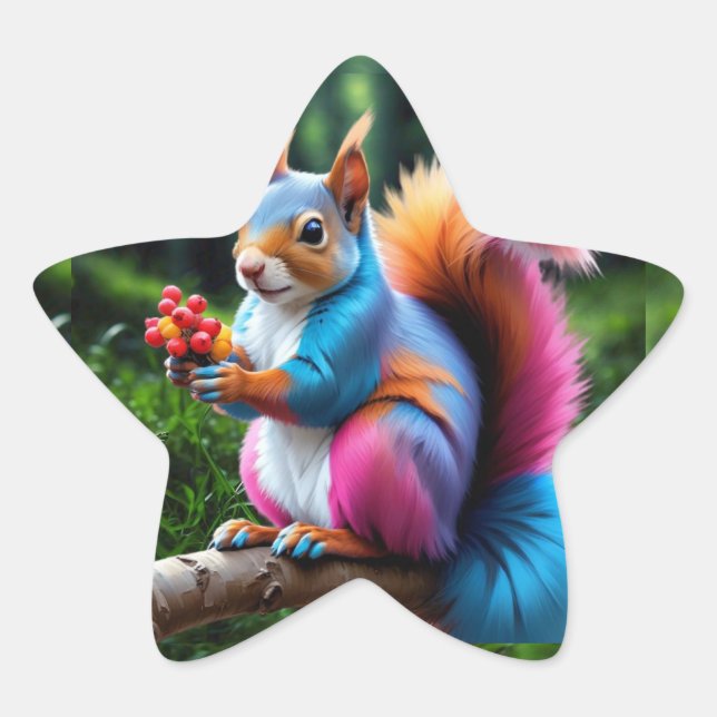 Cute Squirrel On The Branch-19274 Star Sticker (Front)