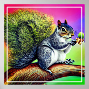 Cute Squirrel on the Branch  Poster