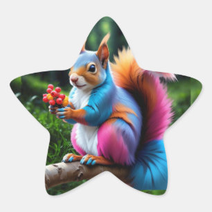 Cute Squirrel on The Branch Star Sticker