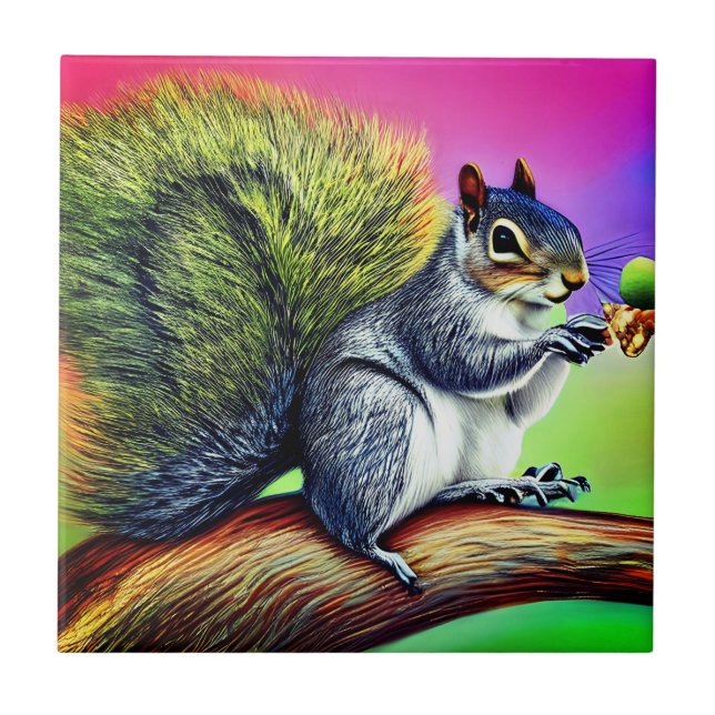 Cute Squirrel on the Branch  Tile (Front)