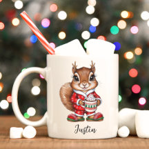 Cute Squirrel Personalized Christmas Kids Mug