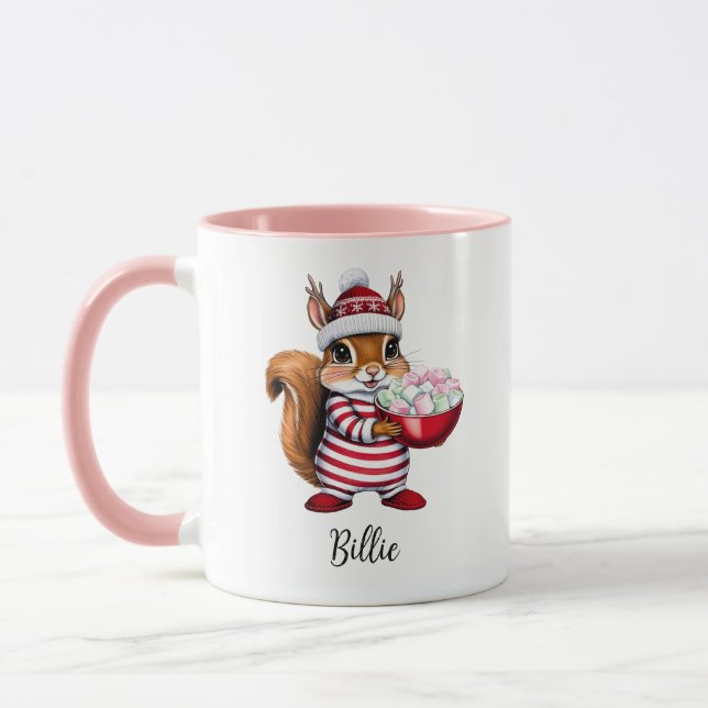 Cute Squirrel Personalized Christmas Mug  (Left)