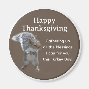 Cute Squirrel Photo Happy Thanksgiving Day Magnet
