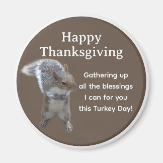 Cute Squirrel Photo Happy Thanksgiving Day         Magnet