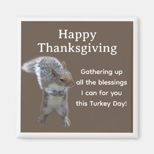 Cute Squirrel Photo Happy Thanksgiving Day Magnet