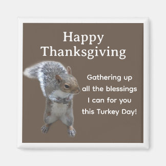 Cute Squirrel Photo Happy Thanksgiving Day         Magnet