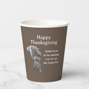 Cute Squirrel Photo Happy Thanksgiving Day Paper Cups