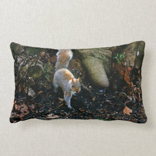 Cute Squirrel Photograph, Animal In Forest Lumbar Pillow