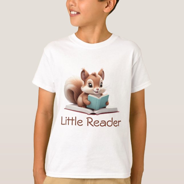 Cute Squirrel Reading a Book Kids' T-Shirt (Front)