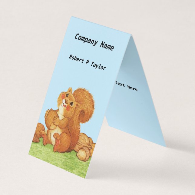 Cute Squirrel Rosy Cheeks Stash of Nuts Acorns Business Card (Front)