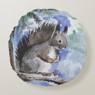 Cute squirrel round pillow