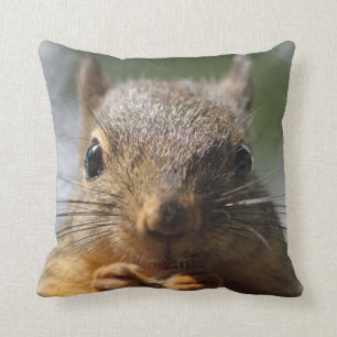 Cute Squirrel Smiling Photo Throw Pillow
