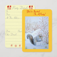 cute squirrel snow scene christmas party
