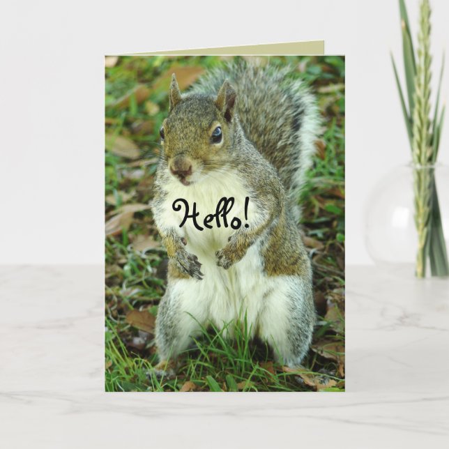 Cute Squirrel, Thinking of You Card (Front)