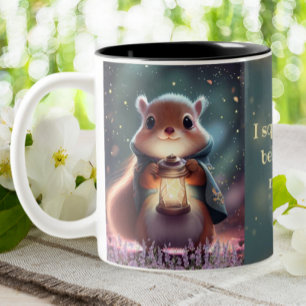 Cute Squirrel Whimsical Modern Personalized Two-Tone Coffee Mug