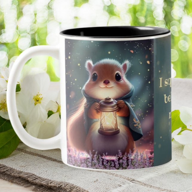 Cute Squirrel Whimsical Modern Personalized Two-Tone Coffee Mug (Creator Uploaded)