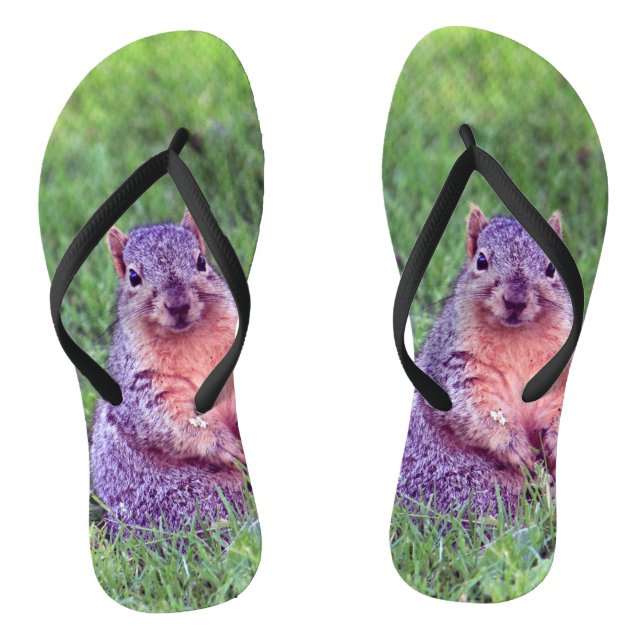 Cute Squirrel Wildlife Photo Flip Flops (Footbed)