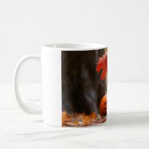 Cute Squirrel with a Leaf Umbrella - Autumn Rain Coffee Mug