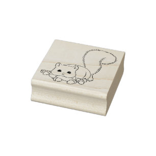 Cute Squirrel with Acorns Rubber Stamp