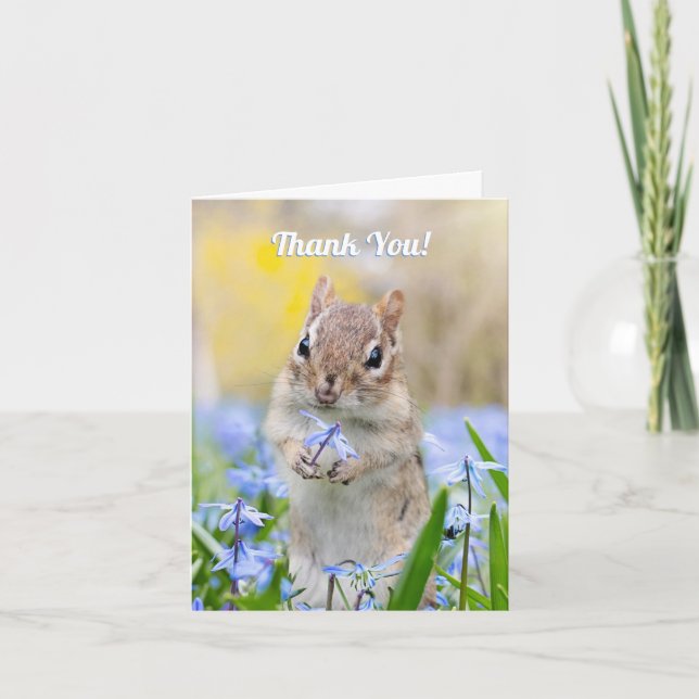 Cute Squirrel with Flower, DIY Message Thank You C Card (Front)