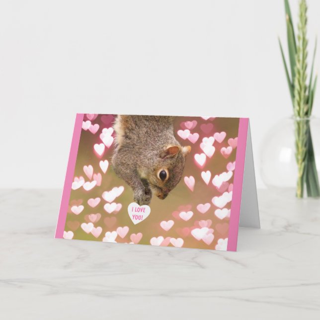 Cute Squirrel With Hearts Valentine's Day Holiday Card (Front)