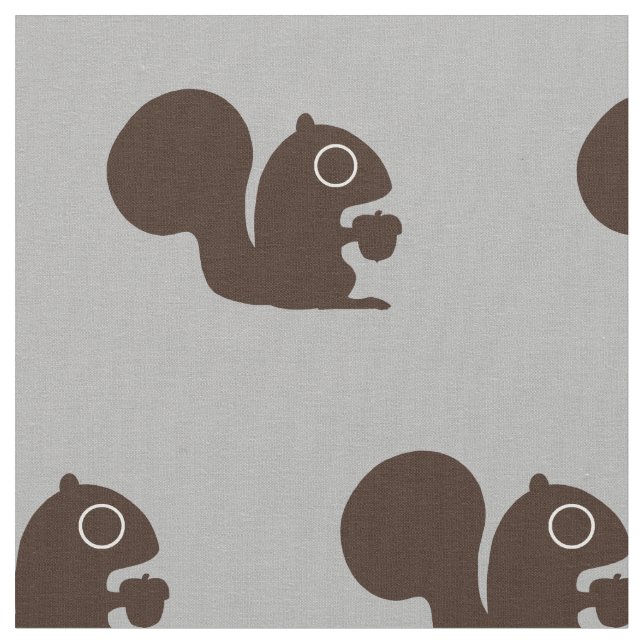 Cute Squirrel with Nut | Woodland Patterned Fabric (Close Up)