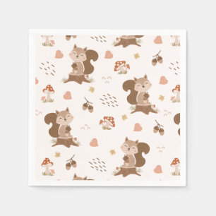 Cute Squirrel Woodland Forest Pattern Napkin