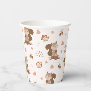 Cute Squirrel Woodland Forest Pattern Paper Cups