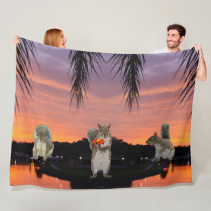 Cute Squirrels at sunset Fleece Blanket