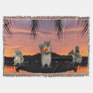 Cute Squirrels at sunset Throw Blanket