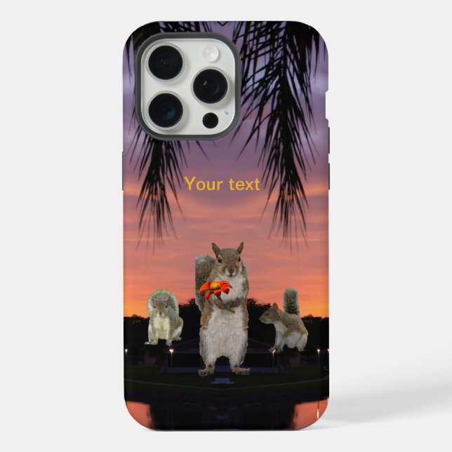 Cute Squirrels at Tropical sunset  iPhone Case (Back)