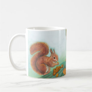 Cute Squirrels Eating Hazelnut Illustration  Coffee Mug