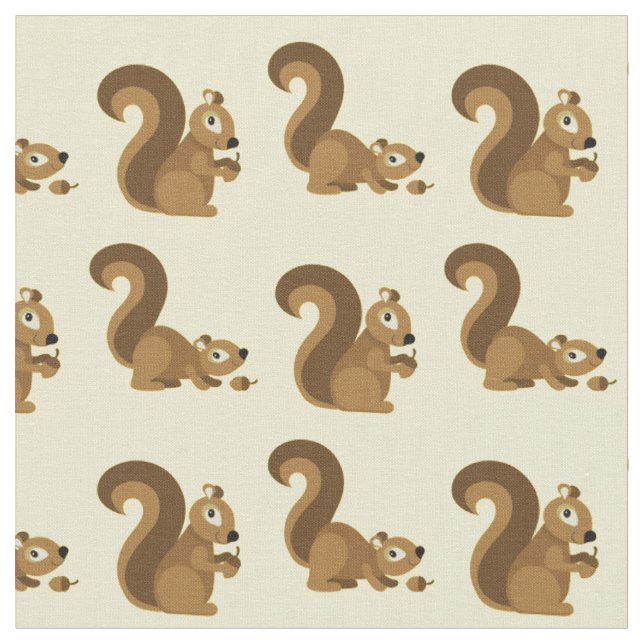 Cute Squirrels Kids Cartoon Fabric (Close Up)