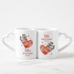 Cute Squirrels Mr and Mrs Valentine's Couple  Coffee Mug Set<br><div class="desc">Celebrate love with this adorable couple coffee mug set, featuring cute squirrel illustrations surrounded by sweet love hearts. Each mug is crafted with a unique heart-shaped handle, symbolizing your special connection. Personalize them with your names to make it a truly meaningful keepsake. Perfect as a Valentine's Day gift, anniversary surprise,...</div>