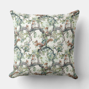 Cute squirrels pattern throw pillow