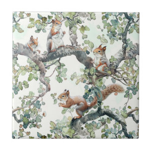 Cute squirrels pattern tile