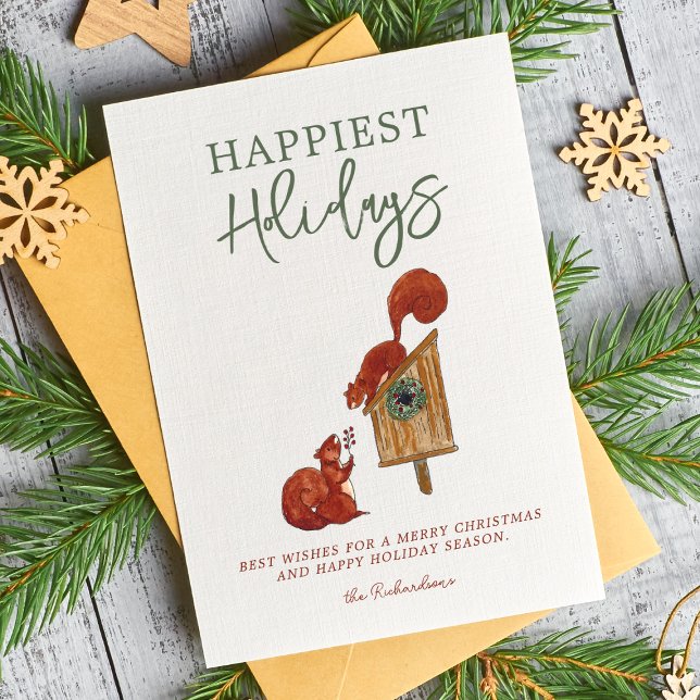Cute Squirrels Photo Collage Holiday Card (Creator Uploaded)
