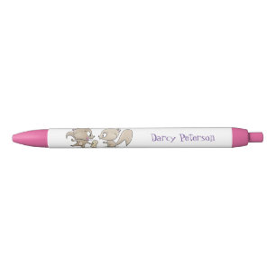 Cute squirrels with peanut cartoon illustration black ink pen
