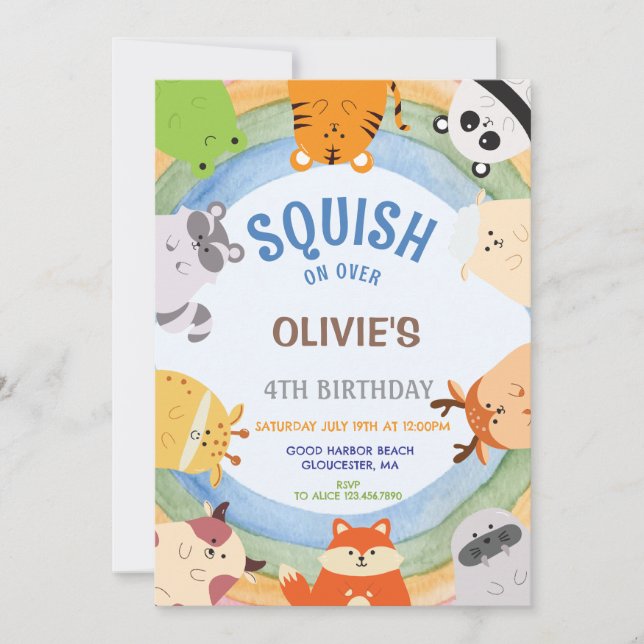 Cute Squishmallow Boy Invitation Anniversaire (Devant)