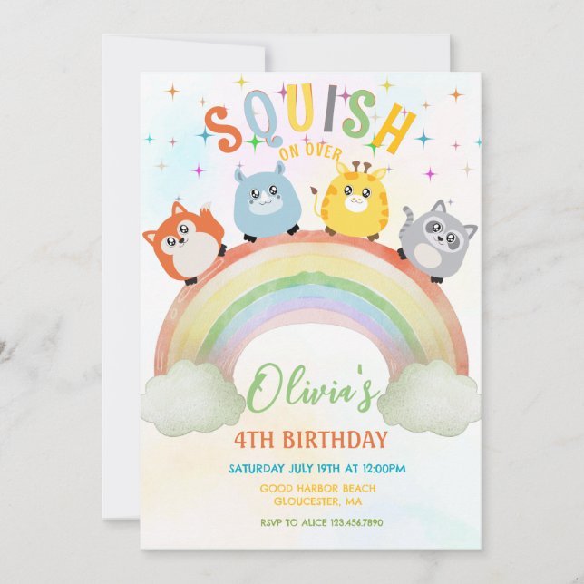 Cute Squishmallow Invitation d'anniversaire (Devant)