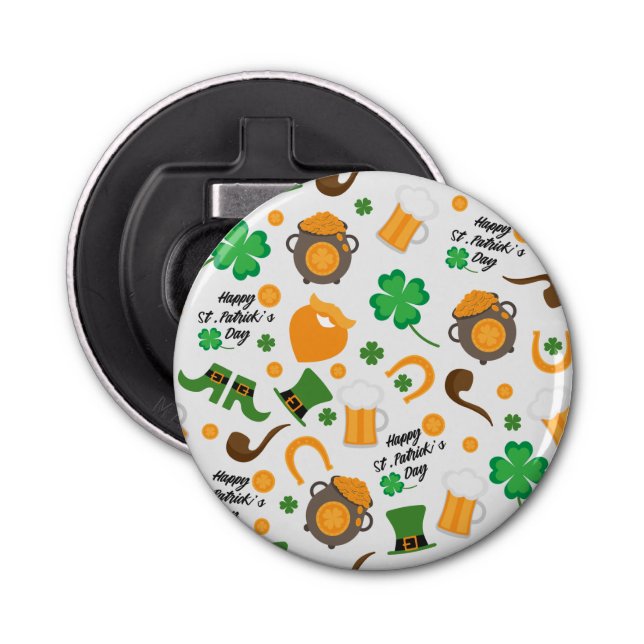 Cute St. Paddy's Day Irish Themed Pattern Bottle Opener (Front)