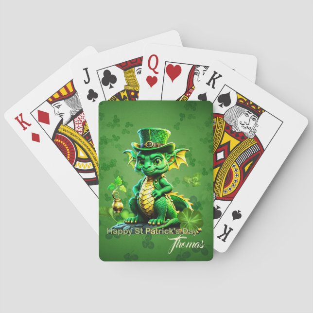 Cute St. Patrick’s Day dragon Playing Cards (Back)
