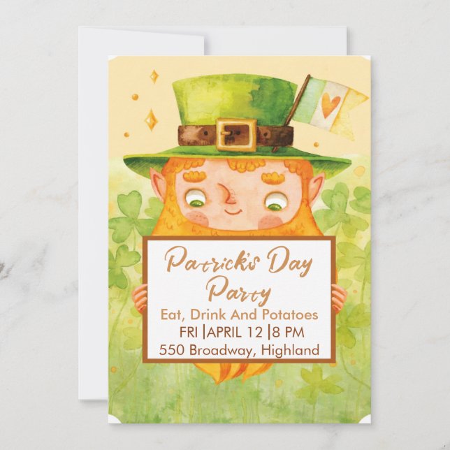 Cute St. Patrick’s Day Party Invitation (Devant)